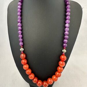 Amethyst and Carnelian Beaded Necklace - Women Jewelry